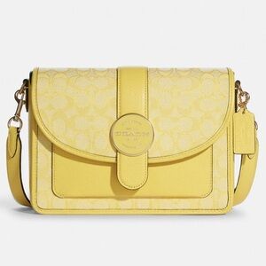 Coach Loonie Crossbody in Signature Jacquard Gold/Retro Yellow